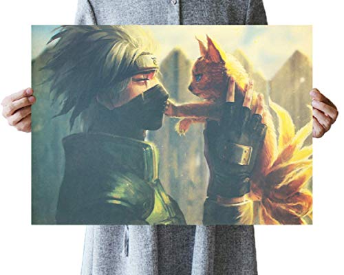 RUIYANMQ Leinwand Bild Anime Poster Naruto Vintage Kakashi Und Nine-Tail Art Room Schlafzimmer Home Decor W79Ha 40X60Cm Rahmenlos von RUIYANMQ