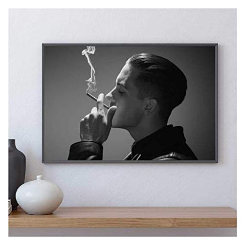 RUIYANMQ Leinwand Bild G-Eazy Poster Und Drucke Rapper Musik Sänger Star Schwarz-Weiß-Wandkunst Für Schlafzimmer Wohnzimmer Home Decor Ky343Fa 40X60Cm Rahmenlos von RUIYANMQ