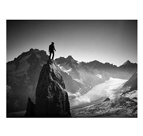 RUIYANMQ Leinwanddruck Bergsteigen Bergsteigen Schwarz-Weiß-Poster Wandkunst Bild Schlafzimmer Wohnzimmer Wohnkultur Geschenk Nz144Wm 40X60Cm Rahmenlos von RUIYANMQ