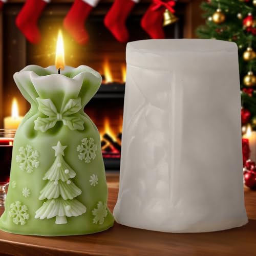 3D Weihnachtstüten Silikonformen Gießformen Weihnachten Kerzenformen Silikon Formen zum Gießen Kerzen Selber Machen Weihnachtsbaum Geschenktüten Silikonform Weihnachten Giessformen Silikon Kerzenform von RUIYDZ