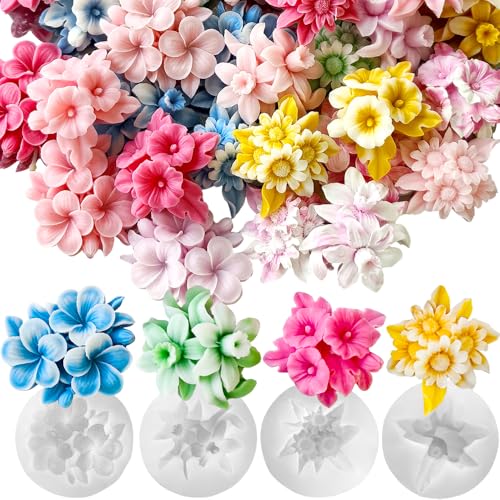 4pcs Duftkerze Silikonform Blumen Kerzenform Duftende Kerzen Silikonformen Gießformen Frühling Blume Kerzenformen zum Gießen Kerzen Formen Silikon Seifenform Epoxidharz Formen Kerzen Selber Machen Set von RUIYDZ