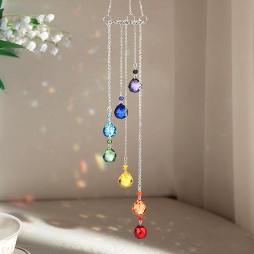 Regenbogen Sonnenfänger Kristall Fensterdeko Hängend Prisma Windspiele für Draußen Hängend Lichtfänger Kristalle zum Aufhängen Sonnenfänger Basteln Windspiel Garten Suncatcher Crystal Sun Catcher von RUIYDZ