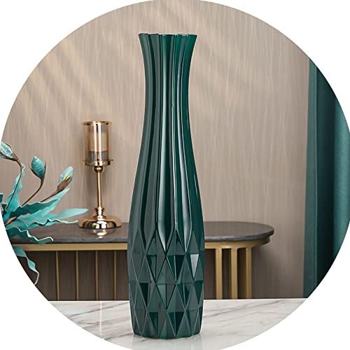 Grüne keramische Blumenvase, große Bodenvase, dekorative hohe Blumenhalter, für Moderne rustikale Home Decor Vase, Freunde und Familie (Color : Green, S : 16x59cm) von RUIYIDMAI