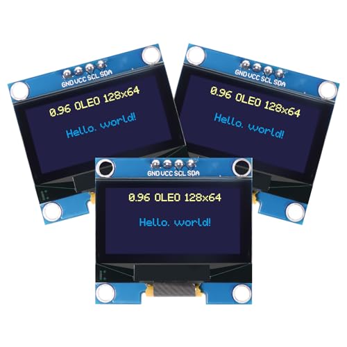 0,96 Zoll OLED Display Modul RUIZHI 3 Stück 0,96 Zoll OLED Display I2C128 x 64 Pixel I2C Bildschirm Anzeigemodul mit Gelbe und Blaue Schriftzeichen kompatibel mit Arduino 0,96 Zoll OLED Display Modul RUIZHI 3 Stück 0,96 Zoll OLED Display I2C128 x 64 Pixel I2C Bildschirm Anzeigemodul mit Gelbe und Blaue Schriftzeichen kompatibel mit Arduino von RUIZHI