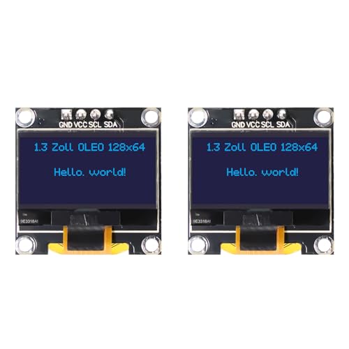 1,3 Zoll OLED Display Modul RUIZHI 2 Stück 1,3 Zoll OLED Display I2C 128 x 64 Pixel I2C Bildschirm Anzeigemodul mit Blaue Zeichen kompatibel mit Arduino 1,3 Zoll OLED Display Modul RUIZHI 2 Stück 1,3 Zoll OLED Display I2C 128 x 64 Pixel I2C Bildschirm Anzeigemodul mit Blaue Zeichen kompatibel mit Arduino von RUIZHI