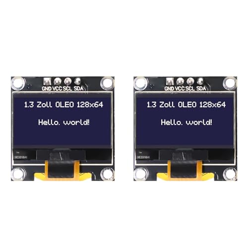 1,3 Zoll OLED Display Modul RUIZHI 2 Stück 1,3 Zoll OLED Display I2C 128 x 64 Pixel I2C Bildschirm Anzeigemodul mit weißen Zeichen kompatibel mit Arduino 1,3 Zoll OLED Display Modul RUIZHI 2 Stück 1,3 Zoll OLED Display I2C 128 x 64 Pixel I2C Bildschirm Anzeigemodul mit weißen Zeichen kompatibel mit Arduino von RUIZHI