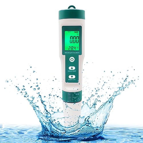 PH Messgerät, PH Meter, 7 in 1 TDS/EC/Salzgehalt/ORP/S.G/Temperatur/PH Tester, mit Hintergrundbeleuchtung, hohe Präzision, geeignet für Trinkwasser Schwimmbäder Aquarien Laboratorien von RUIZHI