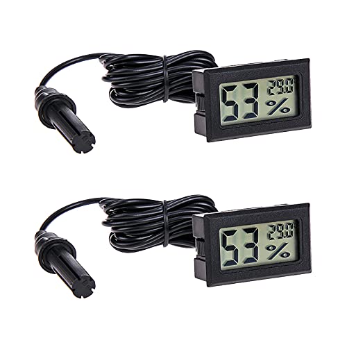 RUIZHI 2 Pcs Thermometer Innen,Thermometer für Innenräume,Mini LCD Digital Thermometer Hygrometer,Thermometer mit Luftfeuchtigkeitsmesser für Reptil Inkubator Aquarium Brutapparate von RUIZHI