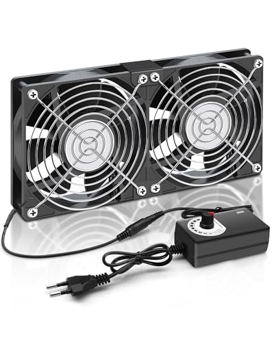 RUIZHI 240mm Gehäuselüfter 12V PC Lüfter - Computer Lüfter Einstellbare Windgeschwindigkeit, AC 220V - 240V, 2750 RPM, für PC Laptop, TV, Radio, Router, Doppellüfter Fan von RUIZHI