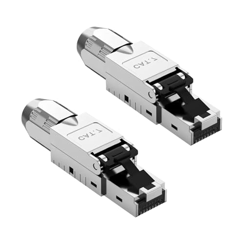 RUIZHI 2x CAT 7 Netzwerkstecker RJ45 Stecker, Lan stecker cat 7 Werkzeuglos LSA 10 Gbit/s AWG 23-26 für Starre Verlegekabel Ethernet LAN DSL Patchkabel von RUIZHI