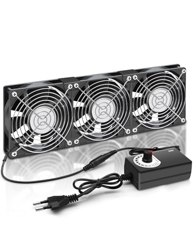 RUIZHI 360mm Gehäuselüfter 12V PC Lüfter - Computer Lüfter Einstellbare Windgeschwindigkeit, AC 220V - 240V, 2750 RPM, für PC Laptop, TV, Radio, Router, Dreifachlüfter Fan von RUIZHI