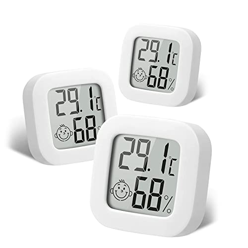 RUIZHI 3er-Pack Mini Indoor Thermometer Hygrometer Digitaler Luftfeuchtigkeit Temperatur LCD-Anzeige Sensor Thermometer für Zuhause, Büro，Raumklimakontrolle Raumluftüerwachtung von RUIZHI