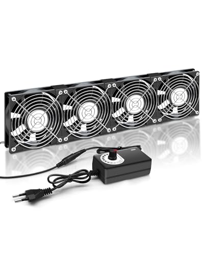RUIZHI 480mm Gehäuselüfter 12V PC Lüfter - Computer Lüfter Einstellbare Windgeschwindigkeit, AC 220V - 240V, 2750 RPM, für PC Laptop, TV, Radio, Router, Vierreihiger von RUIZHI