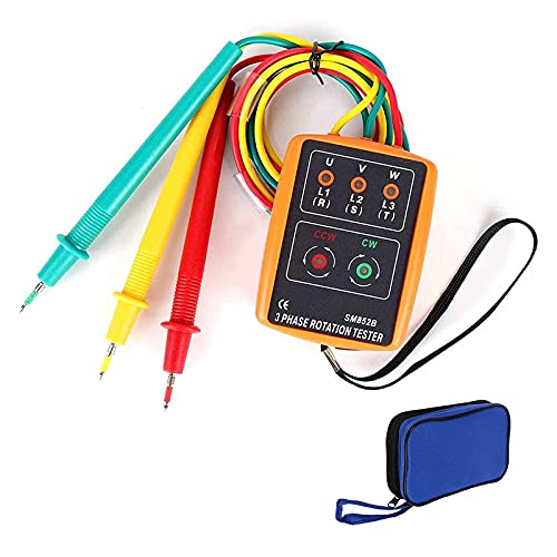 RUIZHI Drehfeldmessgerät 3 Phasen, Phasenprüfer, Drehfeldmessgerät AC60V～600V mit Krokodilklemmen und Summertester Zeigt für Hochspannungsgeräten Geeignet Ist von RUIZHI