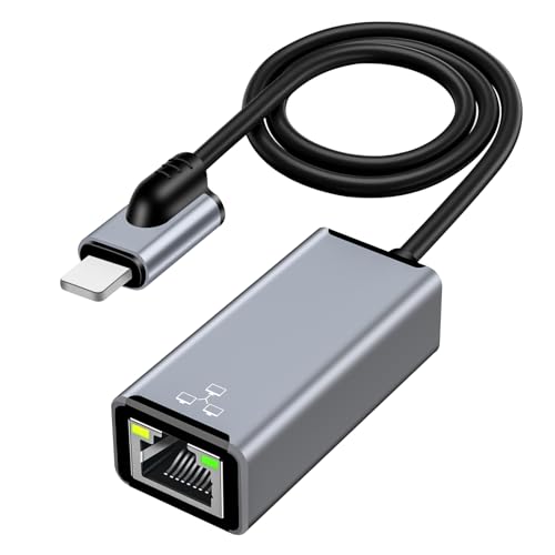 RUIZHI Lightning-auf-Ethernet-Adapter,[ MFi-Zertifiziert] Lightning-zu-RJ45-Ethernet-LAN-Netzwerkadapter mit Ladeanschluss, 100 Mbit/s High Speed kompatibel mit iPhone/iPad/iPod von RUIZHI