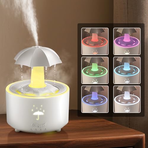 RUIZHI 300ML Luftbefeuchter Kinderzimmer, Regenschirm Luftbefeuchter mit Fernbedienung & Auto Abschaltung, 7-Farben LED Aromatherapie Diffusor für Schlafzimmer Wohnzimmer von RUIZHI