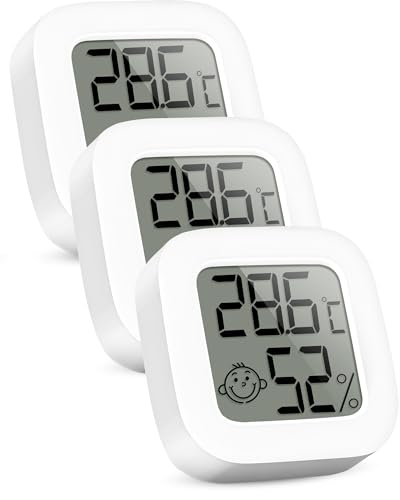 RUIZHI Mini Thermometer LCD Digital - Innen Thermometer & Hygrometer, Thermo-Hygrometer, Luftfeuchtigkeit Meter für Babyzimmer Wohnzimmer Büro Gewächshaus, Weinkeller, 3 Stück von RUIZHI