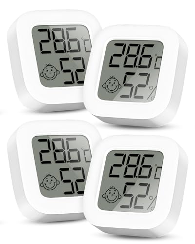 RUIZHI Mini Thermometer LCD Digital - Innen Thermometer & Hygrometer, Thermo-Hygrometer, Luftfeuchtigkeit Meter für Babyzimmer Wohnzimmer Büro Gewächshaus, Weinkeller, 4 Stück von RUIZHI