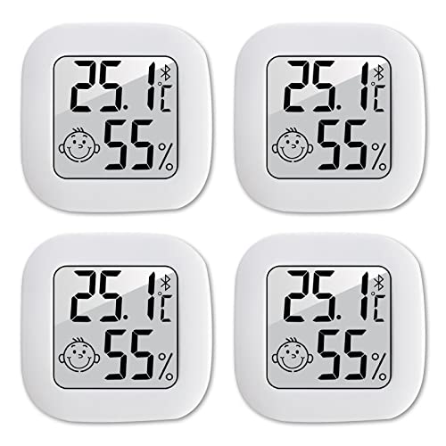 Thermometer Hygrometer Innen,4 Stück RUIZHI Mini Digitales Thermometer mit Luftfeuchtigkeitsmesser für Babyzimmer,Arbeitszimmer,Weinkeller,Wohnzimmer, Büro,Gewächshaus von RUIZHI