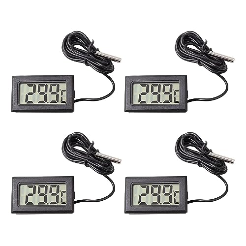 Aquarium Thermometer,RUIZHI 4 PCS Mini LCD Digitales Thermometer Innen mit Externem Sensor für Reptilien, Gewächshaus, Autos,Aquarium, Zuhause, Büro,Inkubator von RUIZHI