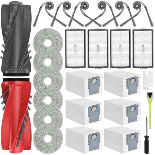 RUKHOOL Zubehör für Roborock Saros 10R Ersatzteile Zubehörset mit 2 Hauptbürsten, 6 Staubbeutel, 4 Hepa Filter, 6 Wischpads, 6 Seitenbürsten von RUKHOOL