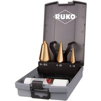 Ruko - Blechschälbohrersatz 3-14 / 5-20 / 16-30,5 mm HSS-TiN 4 teilig ABS-Kunststoffkassette von RUKO