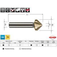 Kegel- und Entgratsenker din 335 Form c 90° HSS-TiN, geschliffen Senkdurchmesser Ø2: 12,4 mm - Ruko Kegel- und Entgratsenker din 335 Form c 90° HSS-TiN, geschliffen Senkdurchmesser Ø2: 12,4 mm - Ruko von RUKO