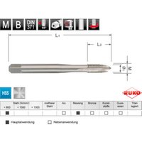 Ruko Maschinengewindebohrer-Modul M DIN 371 / 376 HSS + HSS Co 5 + HSS-TiN geschliffen, Form B in Quadro Pack von RUKO