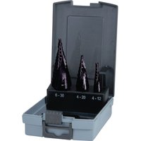 Stufenbohrersatz HSS-TiAlN spiralgenutet 3tlg. ø 4 - 12 / 4 - 20 / 4 - 30 mm in Kunststoffkassette - 101026FRO - Ruko von RUKO