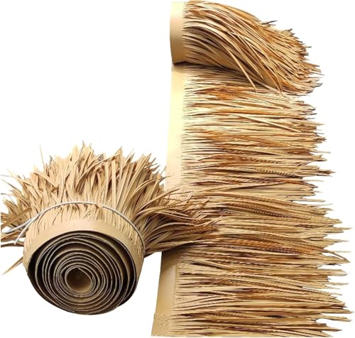 RUMENT Künstliche Strohfliesen Simulation Reetdach Schindel Gefälschtes Stroh Künstliche Kunststoff Palmen-Stroh Rolle 1m/3m/5m/10m Feuerdämmend Anti-Aging für Outdoor Dach Tiki(Size:1m/3.2ft) von LegendTech