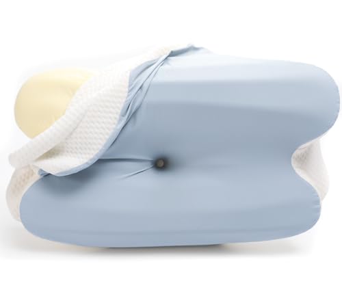 RUMMY Contour Wave Pattern Memory Foam Cooling Pillowcase, Ultra-Soft Breathable Fabric with Zipper, Wrinkle & Fade Resistant Cover, 1 Pack (Blue, For Wave Pattern Memory Foam Neck Pillow Only) von RUMMY