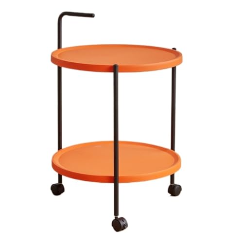 Beistelltisch Klein Sofa Kleiner Runder Tisch Balkon Leichter Luxuriöser Runder Beistelltisch Einfacher Couchtisch Beweglicher Speisewagenwagen Beistelltische(Color:Orange,Size:A) von RUMOST