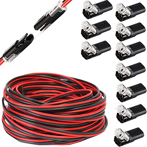 RUNCCI-YUN 10Pcs LED Kabelverbinder,2 Polig Elektrische Anschlussblöcke+20m 22 AWG 2 Pin LED Streifen Verlängerungskabel LED Strip Anschlusskabel, 12v-24V kabel, für SMD 3528 2835 5050 5630 von RUNCCI-YUN