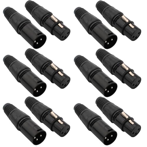 RUNCCI-YUN 12 Stück 3-polige XLR-Stecker und-Buchsen,XLR-Anschlüsse,Mikrofonkabelstecker,Mikrofon-Audiobuchse XLR-Lötanschluss XLR Einbaubuchse Buchse,für Mikrofonlautsprecher RUNCCI-YUN 12 Stück 3-polige XLR-Stecker und-Buchsen,XLR-Anschlüsse,Mikrofonkabelstecker,Mikrofon-Audiobuchse XLR-Lötanschluss XLR Einbaubuchse Buchse,für Mikrofonlautsprecher von RUNCCI-YUN