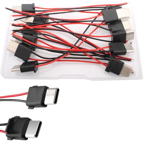RUNCCI-YUN 12 Stücke USB C Stecker 3A 2 Polige Stecker, USB-C Stecker für Panelmontage, 2-poliger Blanker Draht mit 70mm 24 AWG Drähten RUNCCI-YUN 12 Stücke USB C Stecker 3A 2 Polige Stecker, USB-C Stecker für Panelmontage, 2-poliger Blanker Draht mit 70mm 24 AWG Drähten von RUNCCI-YUN