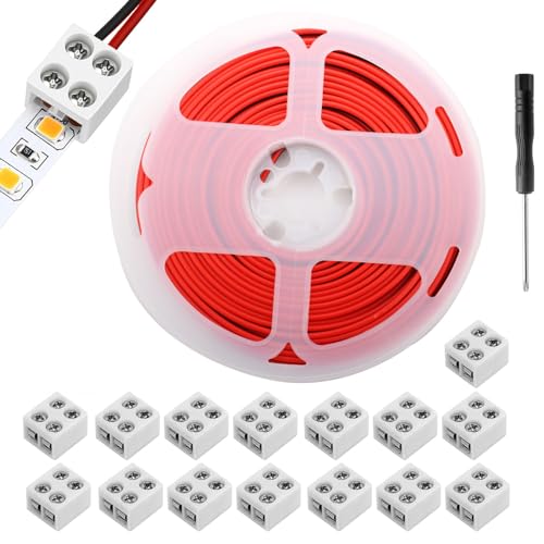 RUNCCI-YUN 15 Stücke LED Streifen Verbinder 2 polig 10mm,mit 65.62FT 22AWG Kabel,Screw Terminal Block 2 polig 10mm Verbinder mit Schraubendreher Für 5-24 V LED-Streifenbeleuchtung RUNCCI-YUN 15 Stücke LED Streifen Verbinder 2 polig 10mm,mit 65.62FT 22AWG Kabel,Screw Terminal Block 2 polig 10mm Verbinder mit Schraubendreher Für 5-24 V LED-Streifenbeleuchtung von RUNCCI-YUN