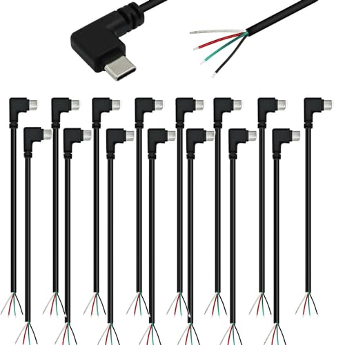 RUNCCI-YUN 15PCS USB C Stecker Kabel, 90 Grad,USB C stecker löten 28AWG 5 V/3 A 4-Draht USB C Verlängerungskabel für installierte USB-C-Geräte oder Ersatz-Reparatur-DIY-Kabel25cm/9.84in RUNCCI-YUN 15PCS USB C Stecker Kabel, 90 Grad,USB C stecker löten 28AWG 5 V/3 A 4-Draht USB C Verlängerungskabel für installierte USB-C-Geräte oder Ersatz-Reparatur-DIY-Kabel25cm/9.84in von RUNCCI-YUN