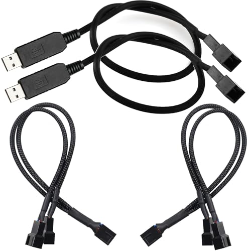 RUNCCI-YUN 2 Stück 5V Step-Up12V fan kabel 4pin/3pin， USB auf 12V 4 Pin gehäuselüfter kabel 12V pc lüfter stromkabel +2 Stück 4pin/3pin gehäuselüfter splitter lüfter verlängerung von RUNCCI-YUN