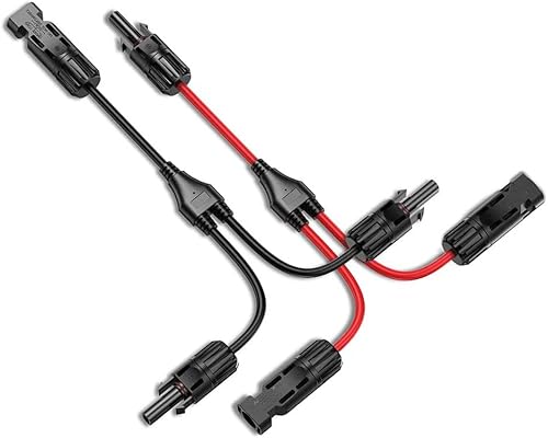 RUNCCI-YUN 2 Stück Solarkabel Y Stecker, Solar Verteiler Stecker, Solar Panel Kabel Anschlüsse Stecker, Solar Kabel Y Verteiler Solarstecker für Parallel-Photovoltaik-Anschluss, Schwarz/Rot von RUNCCI-YUN