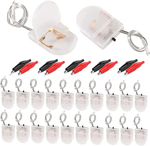 RUNCCI-YUN 20 Stück 1 x 3V Knopfzelle Batterie Halter,CR2032 Batterie Halter,Knopfzelle Batterieadapter Clip Socket EIN/AUS-Schalter für LED (transparent)+10 Stück Krokodilklemmen von RUNCCI-YUN