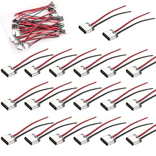 RUNCCI-YUN 20PCS USB-C buchse löten mit Kabel 2 Draht USB-C einbaubuchse für PCB-Design, Heimwerken RUNCCI-YUN 20PCS USB-C buchse löten mit Kabel 2 Draht USB-C einbaubuchse für PCB-Design, Heimwerken von RUNCCI-YUN