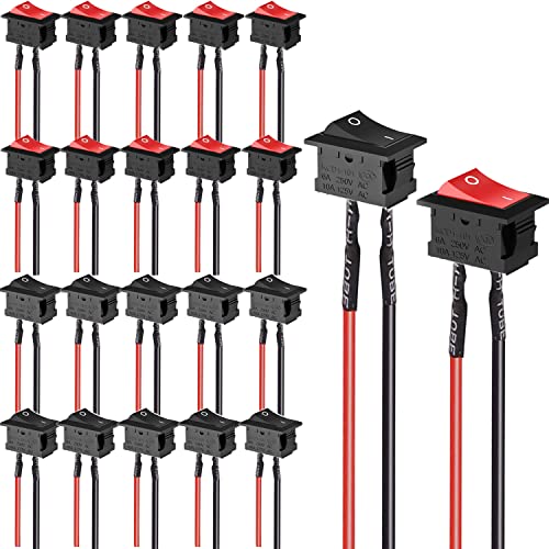 RUNCCI-YUN 20Pcs Mini Wippschalter，kippschalter 2 polig， 6A / 250V 10A / 125V Ein/Aus Mini Boot Verdrahtete Kippschalter für Auto, Boot, Haushaltsgeräte von RUNCCI-YUN