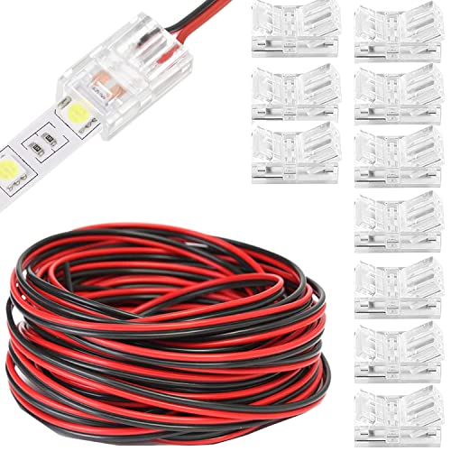 RUNCCI-YUN 20m 22 AWG 2 Pin LED Streifen Verlängerungskabel LED Strip Anschlusskabel LED Verbinder, 12v-24V kabel, für SMD 3528 2835 5050 5630+10pcs 8mm 2 Polig LED Lückenlose Stecker von RUNCCI-YUN