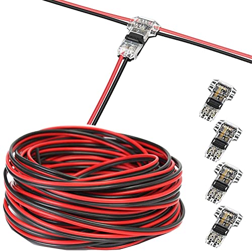 RUNCCI-YUN 20m 22 AWG 2 Pin LED Streifen Verlängerungskabel LED Strip Anschlusskabel LED Verbinder, 12v-24V kabel, für SMD 3528 2835 5050 5630+3 Pin 12v T Cable Connector von RUNCCI-YUN