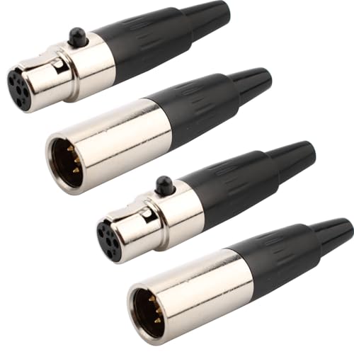 RUNCCI-YUN 2Set Mini 4-polige XLR-Stecker und-Buchsen,XLR-Anschlüsse,Mikrofonkabelstecker,Mikrofon-Audiobuchse XLR-Lötanschluss XLR Einbaubuchse Buchse,für Mikrofonlautsprecher von RUNCCI-YUN