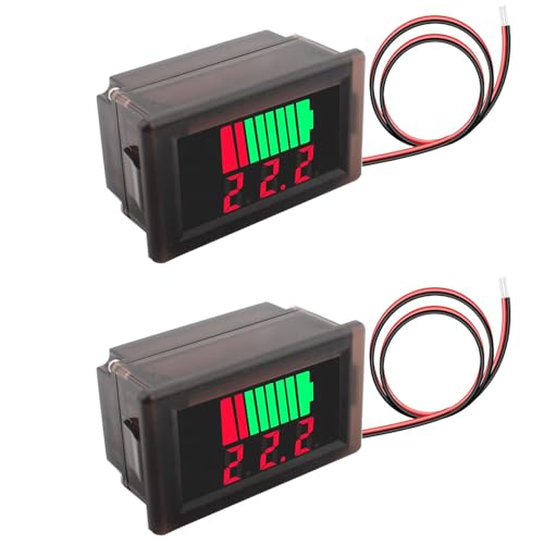 RUNCCI-YUN 2pcs Auto Marine Motorrad LED Digital Voltmeter Spannungsmesser Batterieanzeige 12V-60V (rot) von RUNCCI-YUN