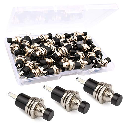 RUNCCI-YUN 30 Stücke 7mm schwarz mini Runde Momentan push button,SPST EIN-AUS AC 250V/1A, 2 Pin für Modelleisenbahn-Hobby von RUNCCI-YUN