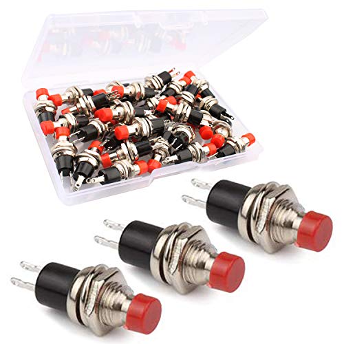 RUNCCI-YUN 30 Stücke Rot 7mm Rot mini Runde Momentan push button,SPST EIN-AUS AC 250V/1A, 2 Pin für Modelleisenbahn-Hobby von RUNCCI-YUN