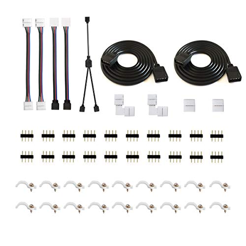 RUNCCI-YUN 4 Polig 10mm RGB LED Strip Verbinder Kit/With RGB LED Streifen Verteiler Kabel 4 polig/4M LED RGB verlängerungskabel/LED Eckverbinder /4-polig LED Verbinder/LED Befestigungs Clip RUNCCI-YUN 4 Polig 10mm RGB LED Strip Verbinder Kit/With RGB LED Streifen Verteiler Kabel 4 polig/4M LED RGB verlängerungskabel/LED Eckverbinder /4-polig LED Verbinder/LED Befestigungs Clip von RUNCCI-YUN