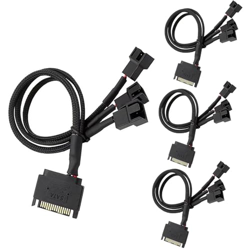 RUNCCI-YUN 4Pcs SATA auf 4 Pin kabel,SATA Lüfter Splitter SATA pc lüfter stromkabel 15 Pin SATA auf 3 x 3 Pin/4 Pin 12V Computer Gehäuse Lüfter Stromkabel（27CM） von RUNCCI-YUN